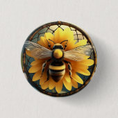 "Buzzing Dreams: Sonnenblumen Bee Dreamcatcher" Button (Vorderseite)
