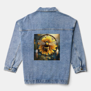 "Buzzing Dreams: Sonnenblumen Bee Dreamcatcher" Jeansjacke