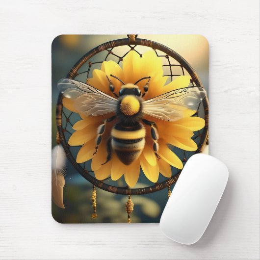 "Buzzing Dreams: Sonnenblumen Bee Dreamcatcher" Mousepad (Mit Mouse)