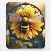 "Buzzing Dreams: Sonnenblumen Bee Dreamcatcher" Mousepad (Vorne)