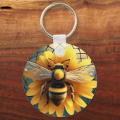 "Buzzing Dreams: Sonnenblumen Bee Dreamcatcher" Schlüsselanhänger (Rückseite)