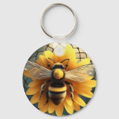 "Buzzing Dreams: Sonnenblumen Bee Dreamcatcher" Schlüsselanhänger (Rückseite)