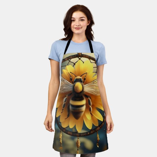 "Buzzing Dreams: Sonnenblumen Bee Dreamcatcher" Schürze (Getragen)