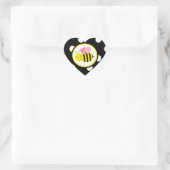 Buzzing Hummel - Rosa/Schwarz Herz-Aufkleber (Tasche)