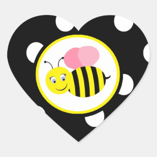 Buzzing Hummel - Rosa/Schwarz Herz-Aufkleber