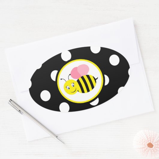 Buzzing Hummel - Rosa/Schwarz Ovaler Aufkleber (Umschlag)