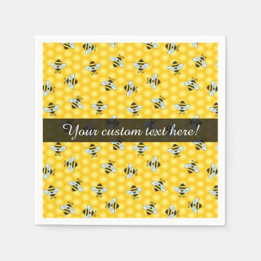 Buzzing Hummelbienen und Golden Honeycomb Muster Serviette (Vorderseite)