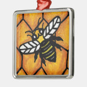 Buzzing Niedliche Bienenwabe Silbernes Ornament (Links)