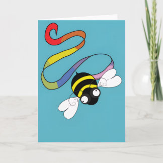 Buzzing Rainbow Bee Card (Blank Inside) Karte