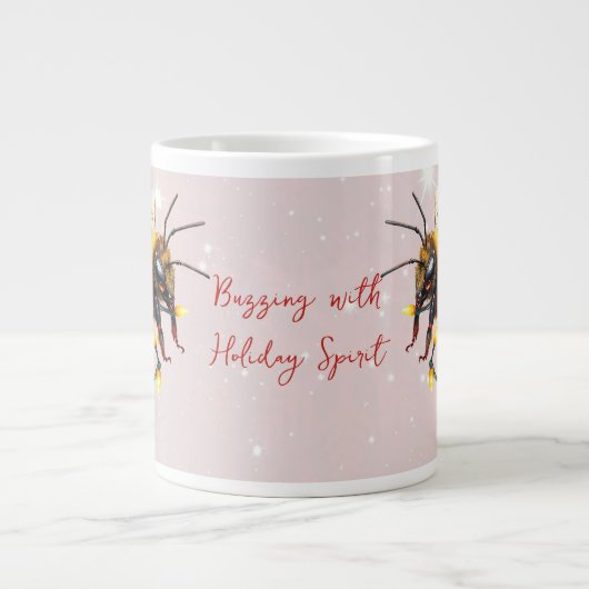 Buzzing With Holiday Spirit Bees Tangled In Lights Jumbo-Tasse (Vorderseite)