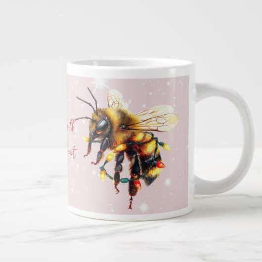 Buzzing With Holiday Spirit Bees Tangled In Lights Jumbo-Tasse (Rechts)