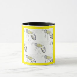 Buzzing with Style – Bee Illustration Ceramic Mug Tasse