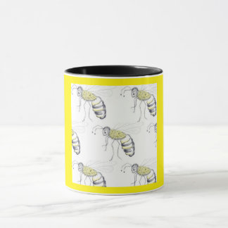 Buzzing with Style – Bee Illustration Ceramic Mug Tasse
