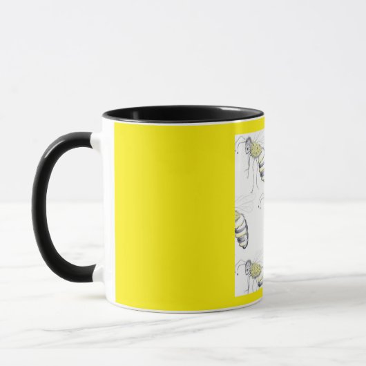 Buzzing with Style – Bee Illustration Ceramic Mug Tasse (Links)