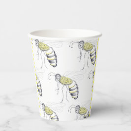 Buzzing with Style – Bee Illustration cups Pappbecher