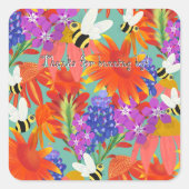 BuzzUnderBlooms_Editable Kids Quadratischer Aufkleber (Vorderseite)