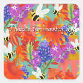 BuzzUnderBlooms_Editable Kids Quadratischer Aufkleber (Vorderseite)