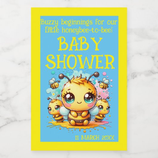 Buzzy Anfänge Honeybee-to-Bie Babydusche | Weinetikett (Einzelnes Label)