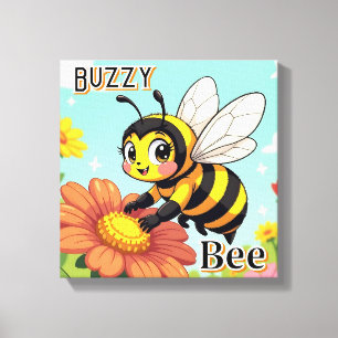 Buzzy Bee Niedlicher Cartoon Kids Kinderzimmer A Leinwanddruck