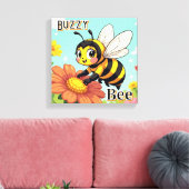 Buzzy Bee | Niedlicher Cartoon Kids Kinderzimmer A Leinwanddruck (Insitu (Wohnzimmer))