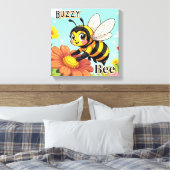 Buzzy Bee | Niedlicher Cartoon Kids Kinderzimmer A Leinwanddruck (Insitu (Schlafzimmer))