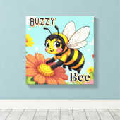 Buzzy Bee | Niedlicher Cartoon Kids Kinderzimmer A Leinwanddruck (Insitu (Holzboden))