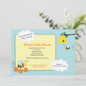 Buzzy Bees Humble Bee Baby Shower Einladung (Stehend Vorderseite)
