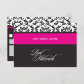 BVT MITZVAH-ANTWORTKARTEN:: Damask1 RSVP Karte (Vorne/Hinten)