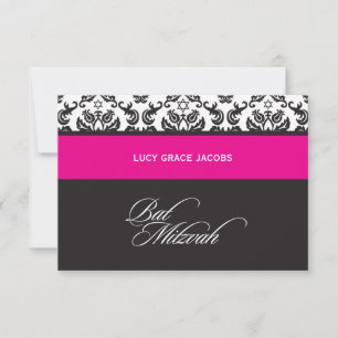 BVT MITZVAH-ANTWORTKARTEN:: Damask1 RSVP Karte