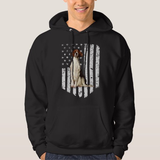 BW American Flag Irish Red and White Setter 4th Of Hoodie (Vorderseite)