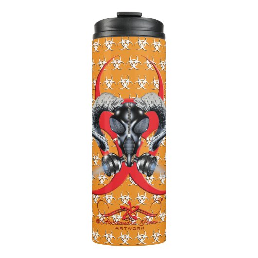 BW! BIOGEFÄHRDUNG WARNEN! TOTENKOPF THERMOSBECHER (Vorderseite)