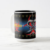 BW! BIOGEFÄHRDUNG WARNEN! TOTENKOPF ZWEIFARBIGE TASSE (Vorderseite Links)