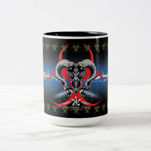 BW! BIOGEFÄHRDUNG WARNEN! TOTENKOPF ZWEIFARBIGE TASSE