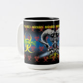 BW! BIOGEFÄHRDUNG WARNEN! TOTENKOPF ZWEIFARBIGE TASSE (Vorderseite Links)