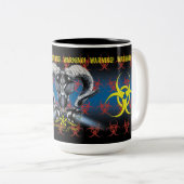 BW! BIOGEFÄHRDUNG WARNEN! TOTENKOPF ZWEIFARBIGE TASSE (VorderseiteRechts)