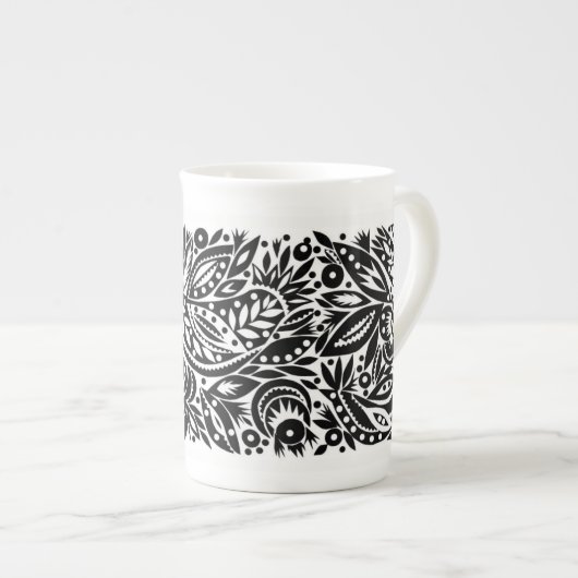 BW Bird Art Cutouts Bone China Tasse (Vorderseite Rechts)