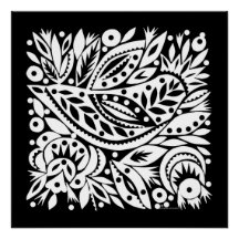 BW Bird Art Cutouts Poster - Negatives Bild