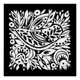 BW Bird Art Cutouts Poster - Negatives Bild