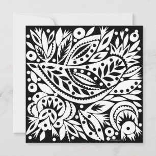 BW Bird Papercut Card Karte