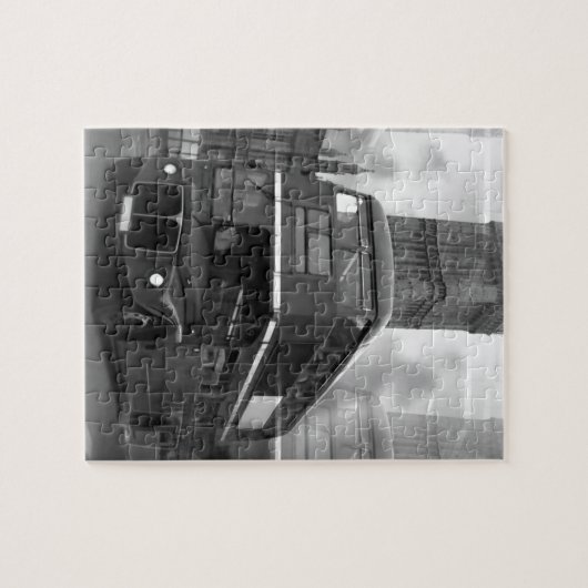 BW Black & White London Bus & Big Ben Puzzle (Horizontal)