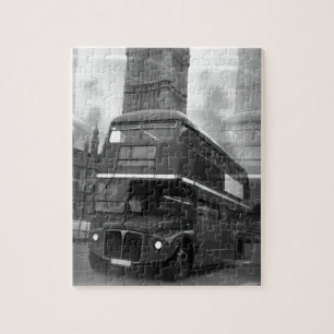 BW Black & White London Bus & Big Ben Puzzle