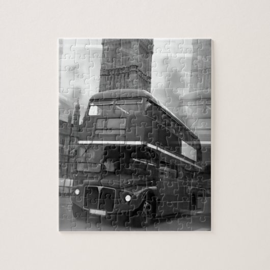 BW Black & White London Bus & Big Ben Puzzle (Vertikal)