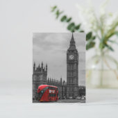 BW Black & White London Red Bus & Big Ben Postkarte (Stehend Vorderseite)