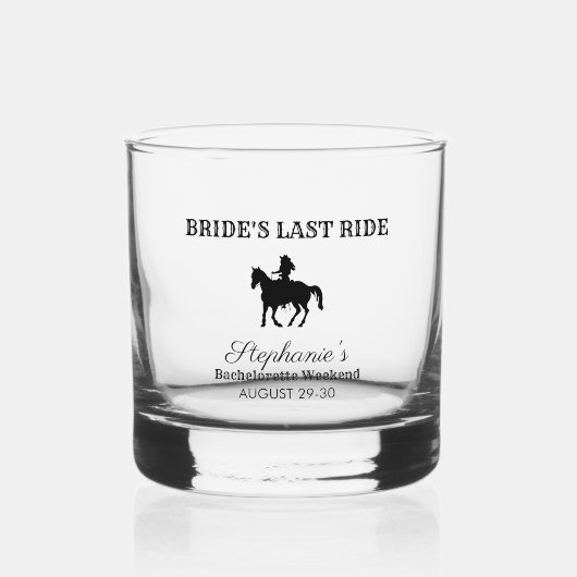 BW Bride's Last Ride Bachelorette Weekend Whiskyglas (Vorderseite)