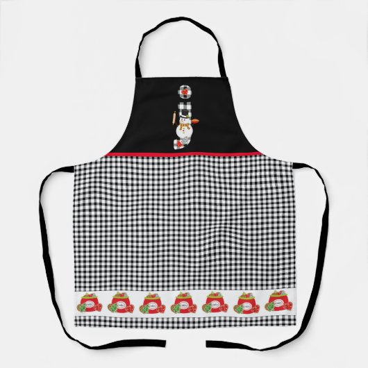 BW Buffalo Karos Muster Monogram J | Snowman Schürze (Vorderseite)