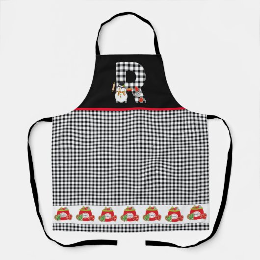 BW Buffalo Karos Muster Monogram R | Snowman Schürze (Vorderseite)