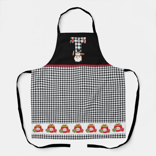 BW Buffalo Karos Mustermonogramm T | Snowman Schürze (Vorderseite)