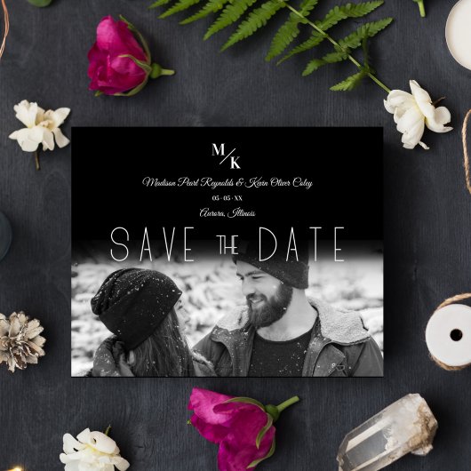 BW Chic Minimalistisch Classic Foto Initials