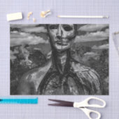 BW Creepy Fantasy Scene Artwork Seidenpapier (Handwerk)
