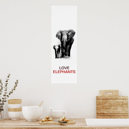 BW Elephant & Baby Elephant Poster (Küche)